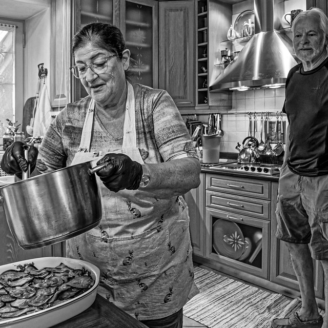 Greek Cooking Lessons By Rena at Olon Estate (Lemnos -Greece) (Monochrome) (Olympus  EM1.3 & M.Zuiko 8-25mm f4 Pro Zoom)