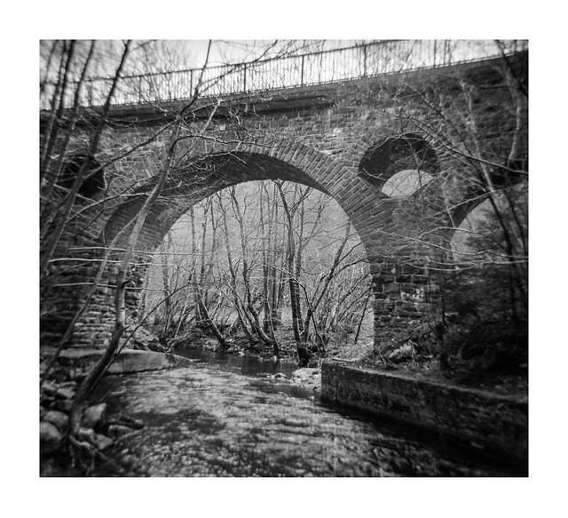 Old railway viaduct through the Holga lens