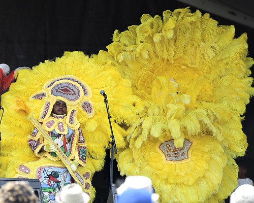 Comanche Hunters Mardi Gras Indians on the Jazz & Heritage Stage. Photo by Michael White.