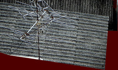 corrugated roof with antennas