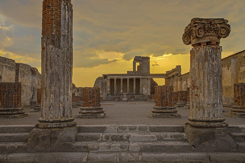 pompeii campania italy ruins roman temple sunset andreapucci