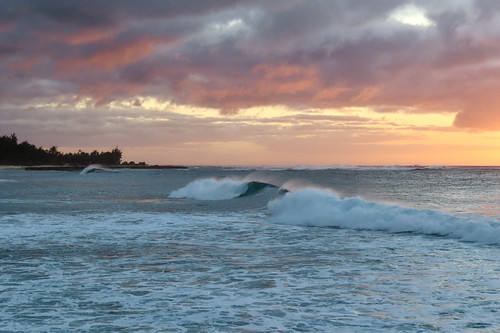 ocean sunset hawaii oahu northshore turtlebay waves water pacificocean clouds sky evening nature brave believe