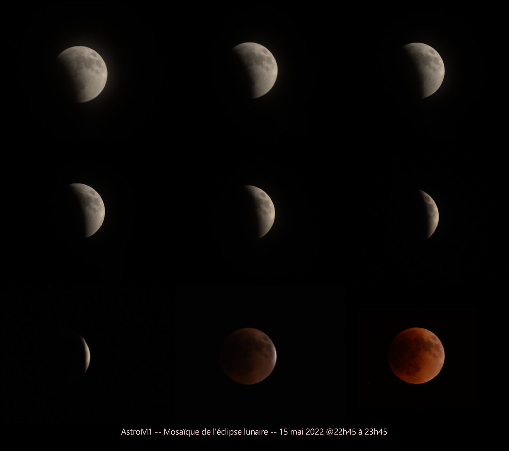 Mosaique de l'éclipse lunaire 15 mai 2022 @22h45