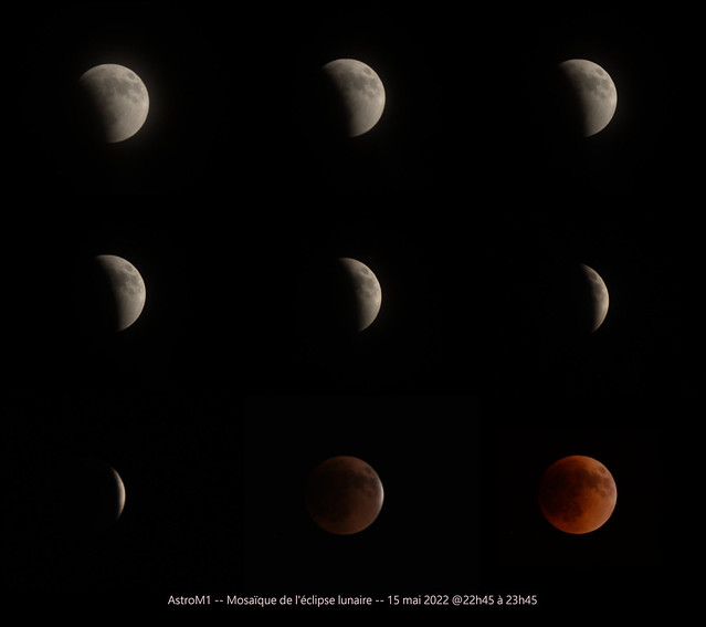 Mosaique de l'éclipse lunaire 15 mai 2022 @22h45