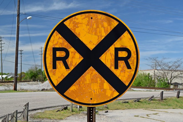 Weathered railroad crossing sign [01]