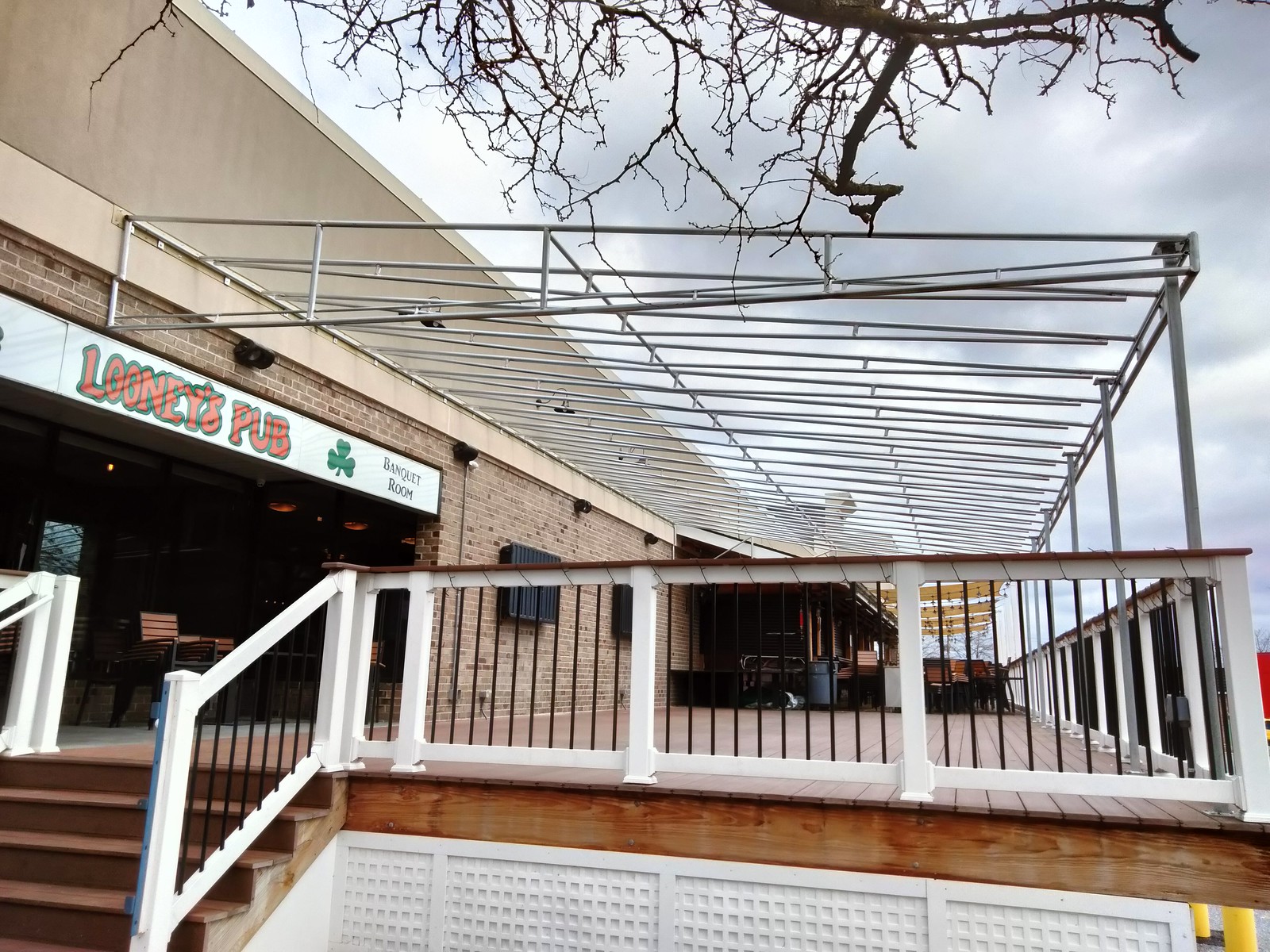 Large Welded Frame for Restaurant Patio Awning-Hoffman Awning