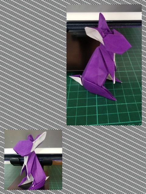 Rabbit  long time no folding  很久沒有摺紙了,  隨手拿一張紙 練習 手感  design by  - Hideo Komatsu fold by me