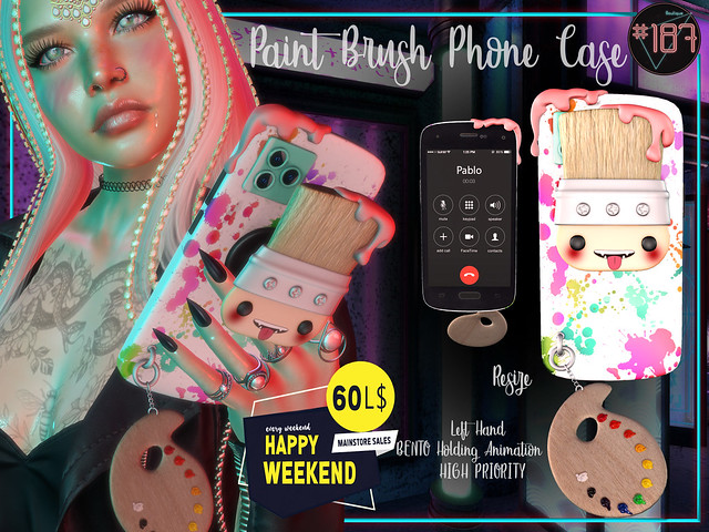 #187# Paint Brush Phone Case - HAPPY WEEKEND 60s