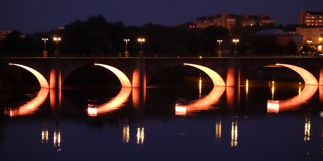 Arched Stone Bridge over Rio Ebro - Logroño @Night - Logroño, La Rioja, Spain