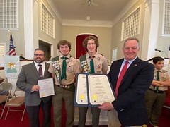 Rep. Piscopo presented citations to Luke Buska &amp; Ryan Kosak of Harwinton in recognition of their Eagle Scout Courts of Honor