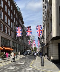 Jermyn Street, decked out for the upcoming Jubilee celebrations, London