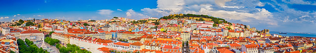 Romantic Destinations. Panorama of The Oldest Alfama District in Lisbon in Portugal While Townscape Scenery Made During Daytime.