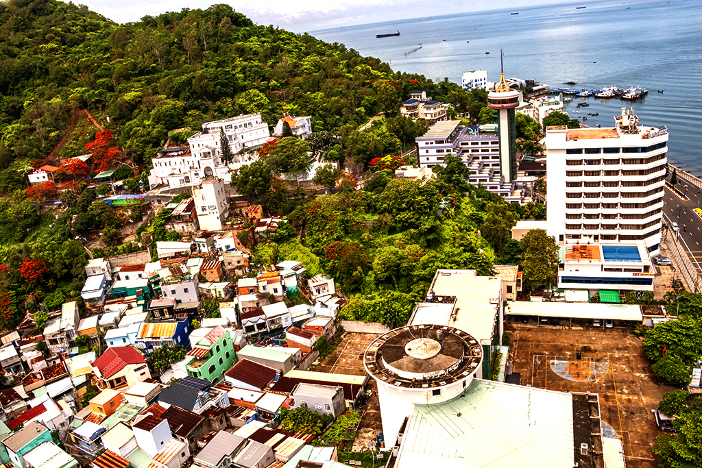 Looking north from top of Fusion Suites on 5-19-22, with Robert Taylor's house in view--Vung Tau
