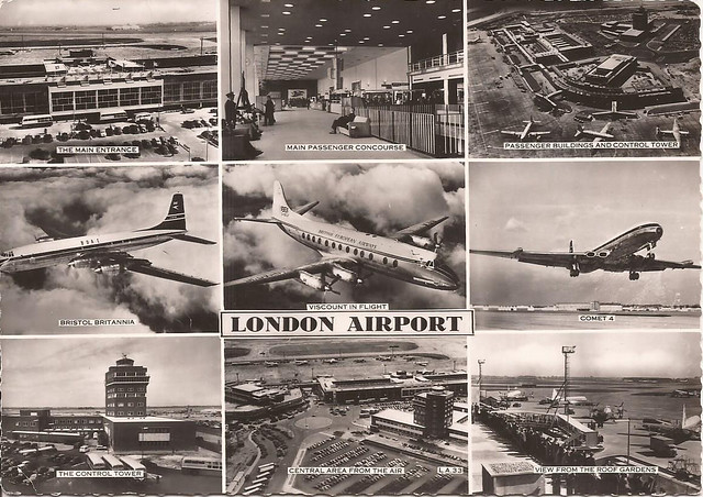 London Heathrow Airport (LHR) postcard - circa late 1950's (mailed in 1962)
