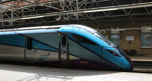 10th May 2022.  TransPennineExpress Hitach Bi-mode Class 802 Nova 1 No. 802216 at  Victoria Station, Manchester