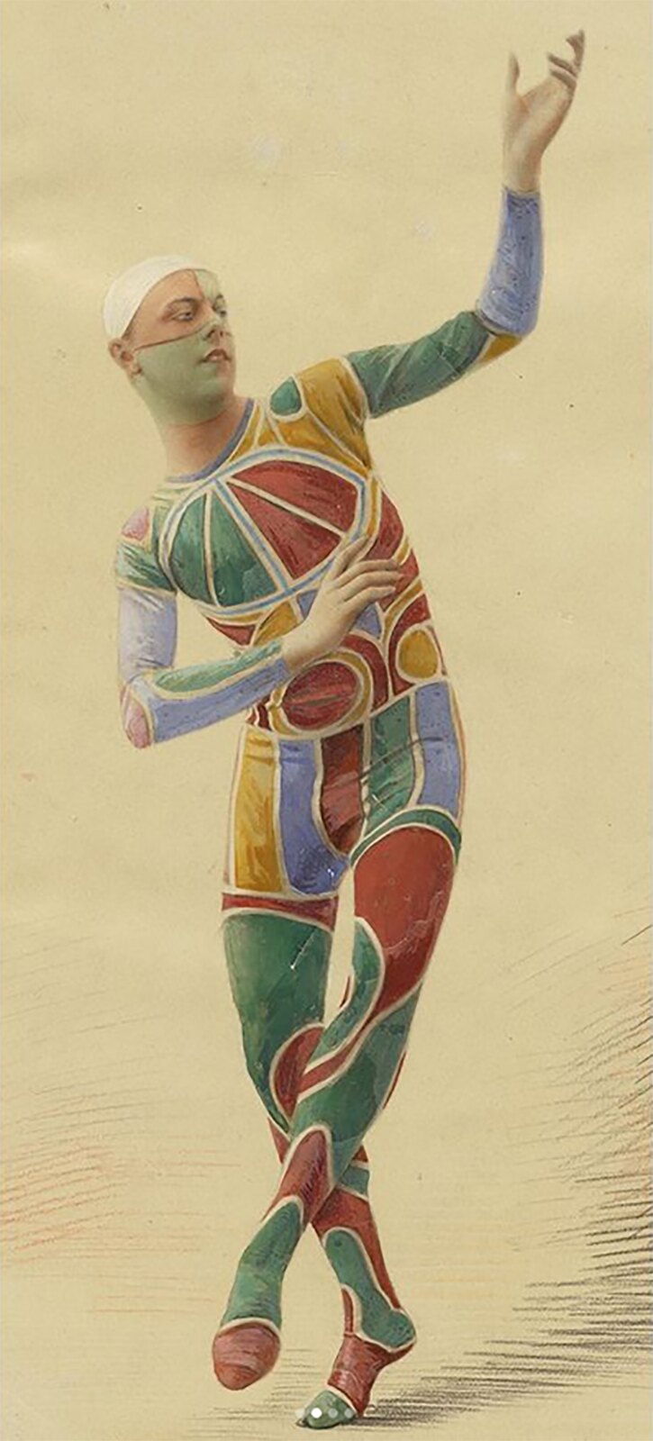 Jean Börlin in Harlequin (1920), with costume by Nils Dardel. | src Dansmuseet on IG