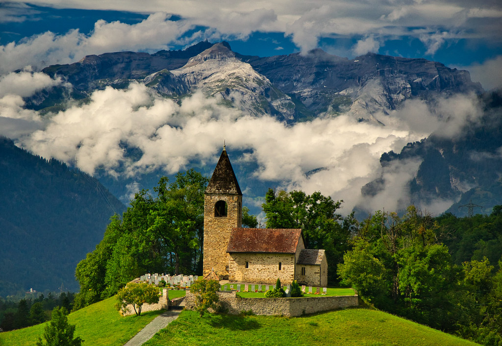 St. Cassian church near Sils im Domleschg, Graubünden, Switzerland