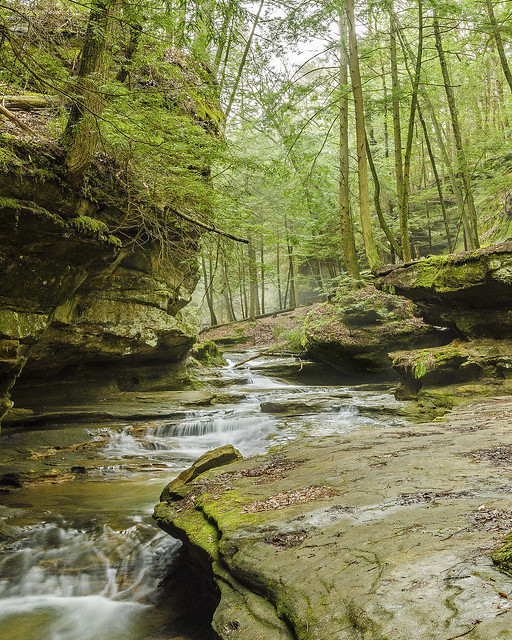 streams flowing through Hocking Hills at Old Man's cave