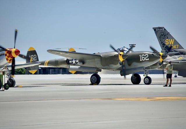 1943 Lockheed P-38J Lighting N138AM c/n 44-23314 Travis Air Force Base airshow. Fairfield California 2022.