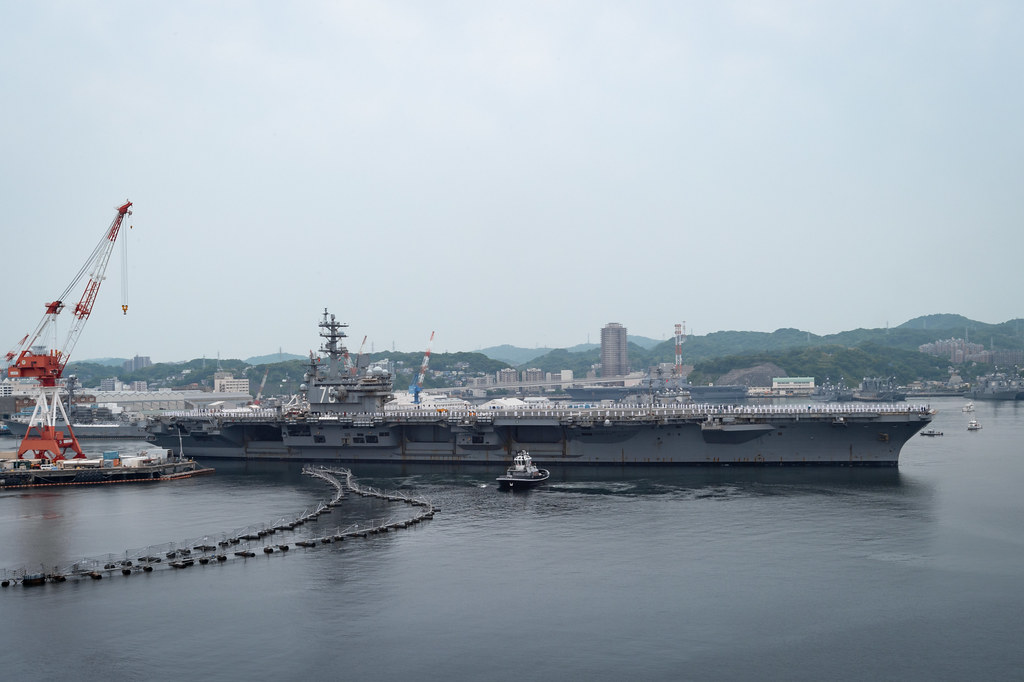USS Ronald Reagan (CVN 76) departs Commander, Fleet Activities Yokosuka (CFAY) for a scheduled deployment.