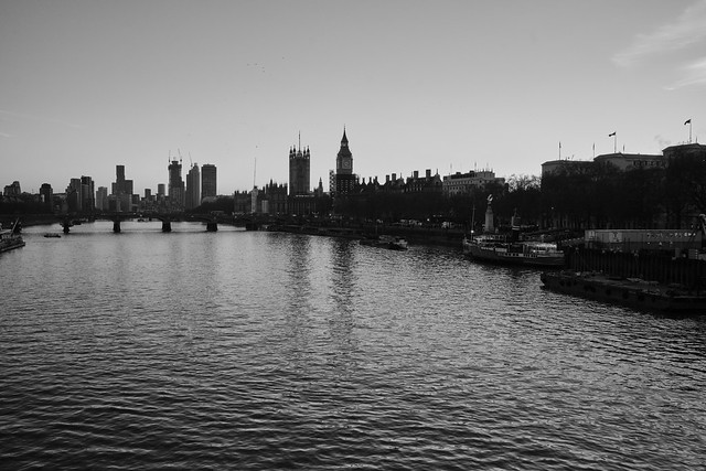 River Thames view bw - London