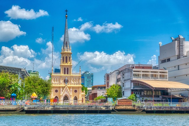 Holy Rosary church by the Chao Phraya river in Bangkok, Thailand