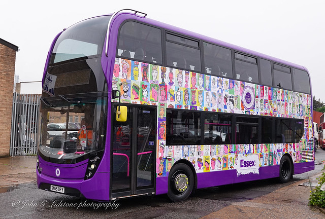 First look at new First Essex Platinum Jubilee celebration bus, First Basildon ADL Enviro400MMC 33983, SN65 OFY just completed by Marden Commercials of Benfleet