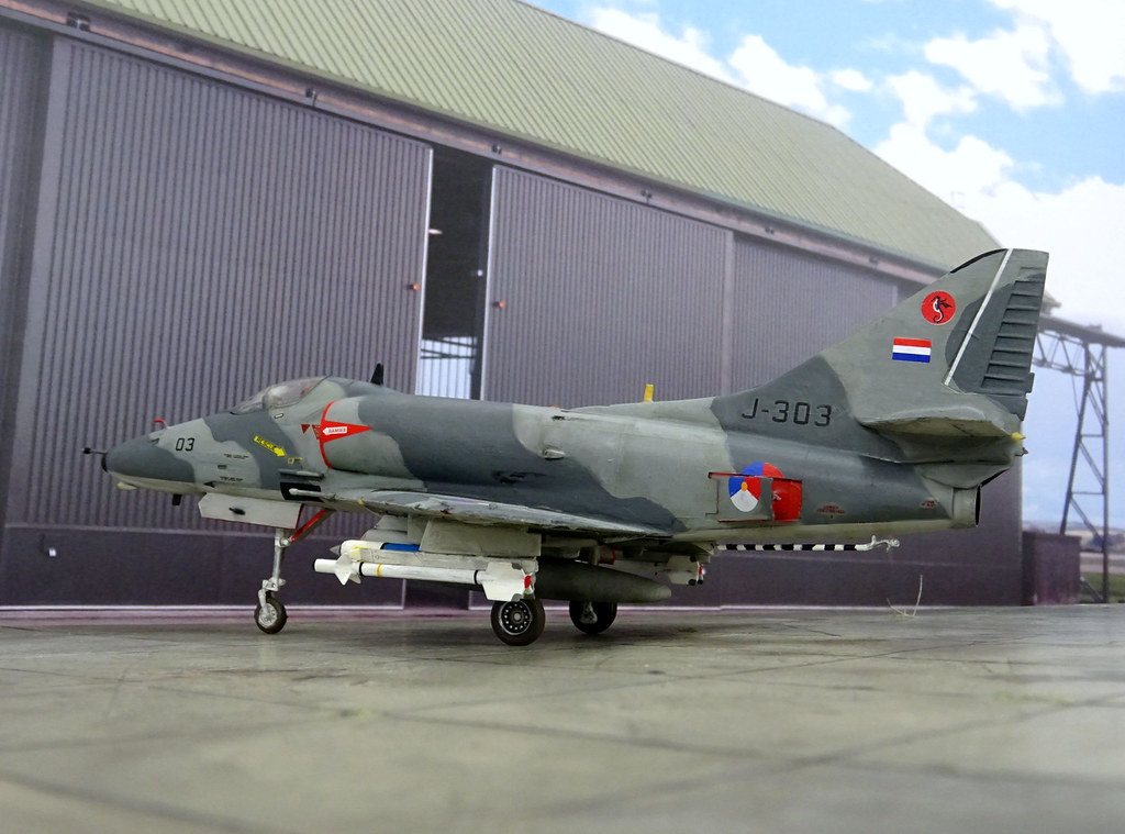 1:72 Douglas A-4G ‘Skyhawk’, aircraft ‘J-303’ of the Royal Netherlands Air Force (RNLAF) 332 Squadron, Valkenburg Naval Air Base (Katwijk/Leiden, Netherlands), 1981 (What-if/Hasegawa kit)