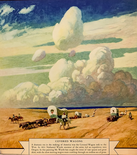 “Covered Wagons” by N. C. Wyeth from the 1940 “America in the Making” calendar.