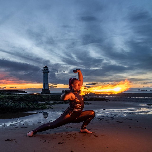 Fire and light at perch rock lighthouse