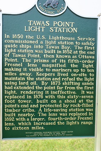 Tawas Point Lighthouse historical marker. From Lighthouses of Michigan’s Sunrise Coast