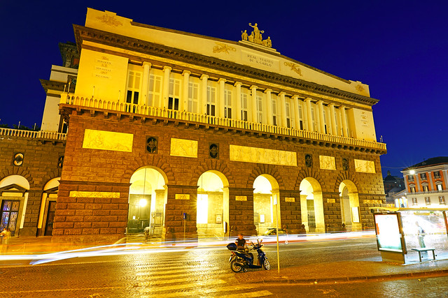Naples by night. San Carlo Theatre