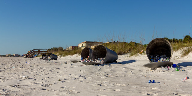 Garbage collectors on the beach