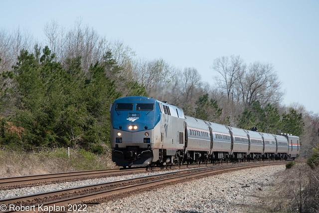4-11-2022, Amtrak #80, The Carolinian, Jones Crossing, Woodford, VA.-0759