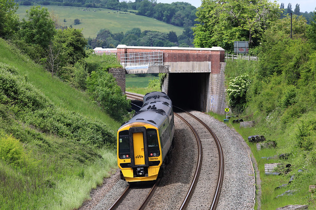 158747 British Railways Class 158 DMU, Great Western Railway, Twerton Tunnel, Bath, Somerset