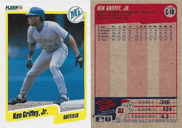 1990 Fleer Wax Box Card - gray stock - Griffey Jr, Ken