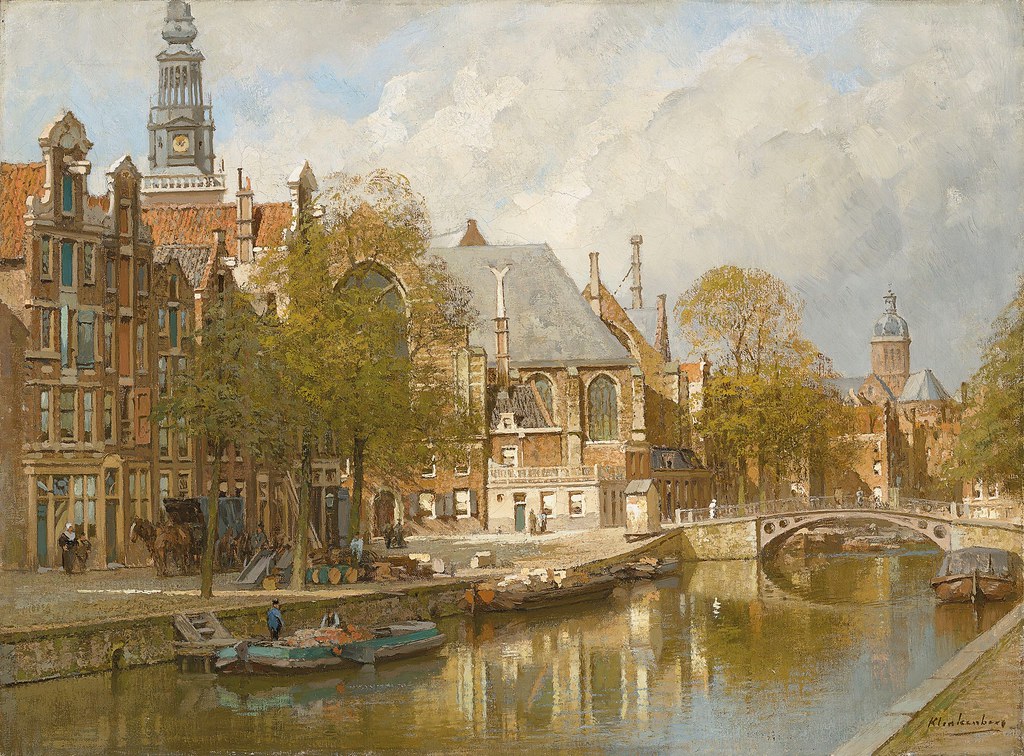 Johannes Christiaan Karel Klinkenberg «A view of the Oudezijds Voorburgwal with the Oude Kerk and the St. Nicolaaskerk, Amsterdam»