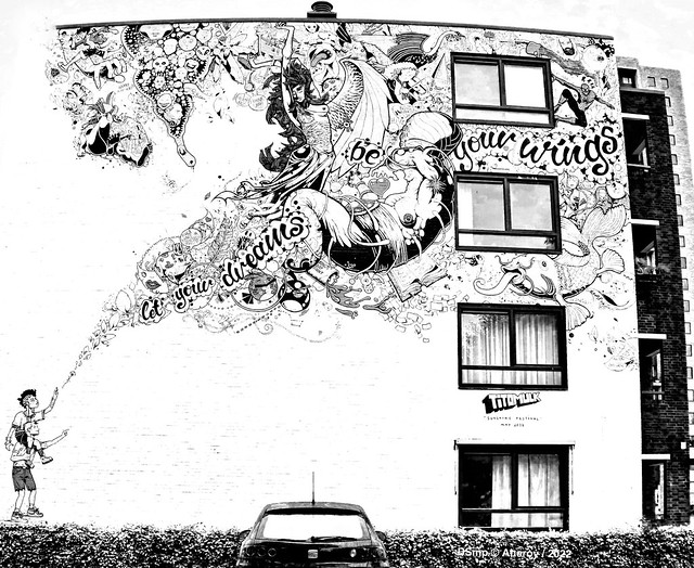 Tito/Mulk, Mural, B&W,Paddepoel,Groningen Stad,the Netherlands