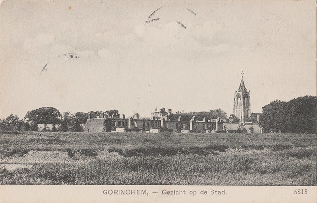 Ansichtkaart - Gorinchem, gezicht op de stad (Uitg.Nauta, Velsen nr 5218 poststempel 1909)