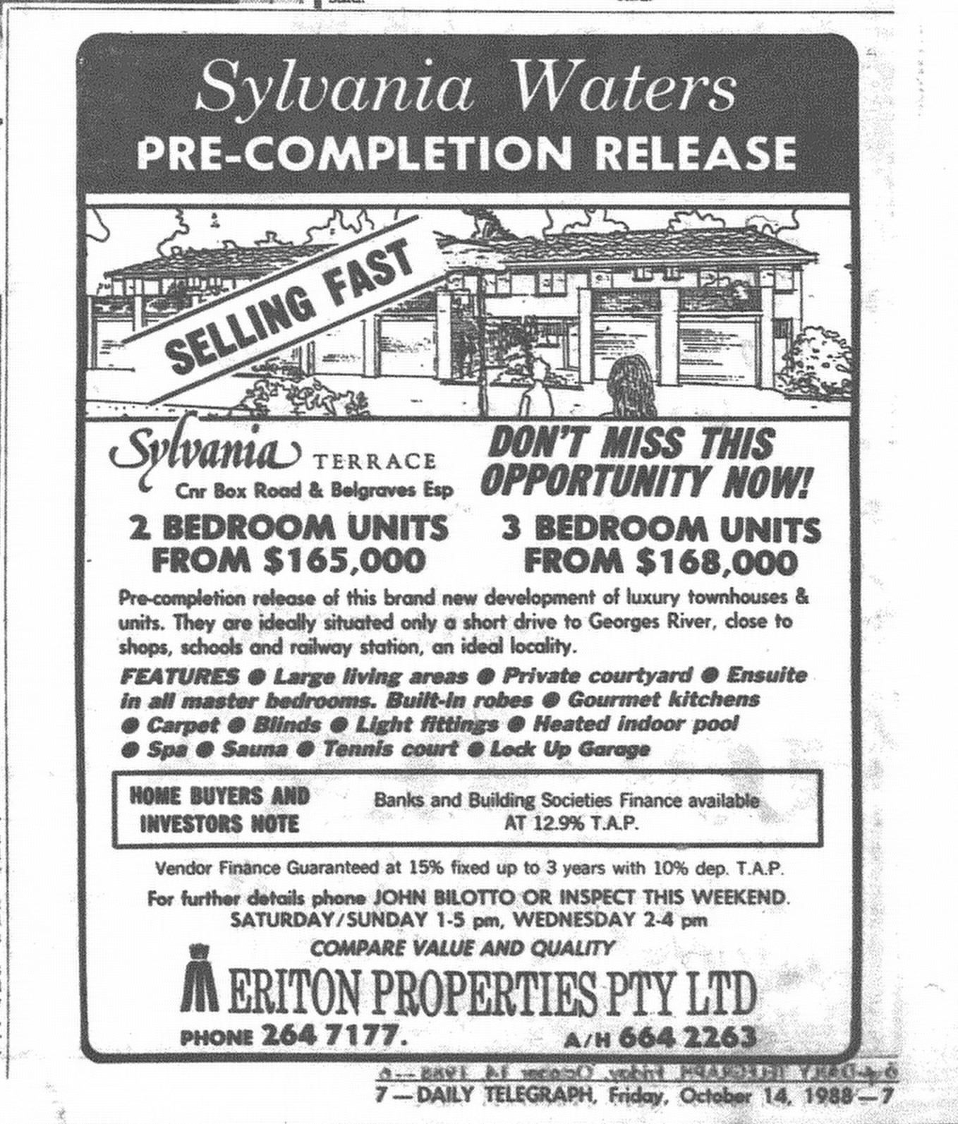 Meriton Sylvania Waters Ad October 14 1988 daily telegraph 7