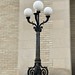Light fixture in front of Wheeler Memorial Library in Orange, Massachusetts. Built in 1912 using the French Renaissance Style.