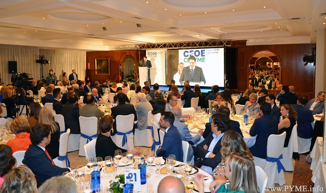 El presidente de CEOE CEPYME Salamanca, Diego García, durante su discurso en los Premios CEOE CEPYME Salamanca 2022.