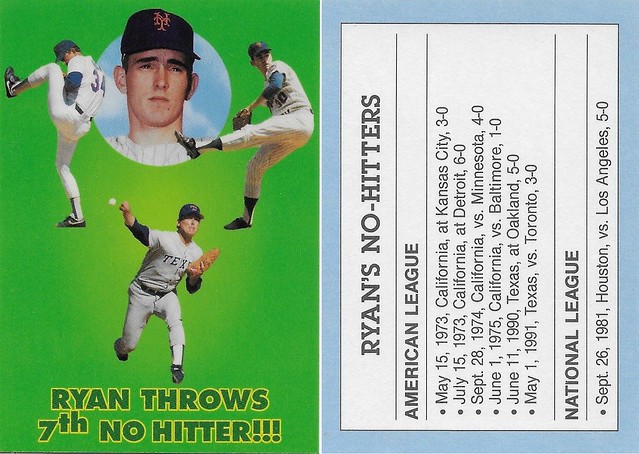 1990-94 Broder Singles - Green Background 'Ryan Throws 7th No-hitter' - Ryan, Nolan
