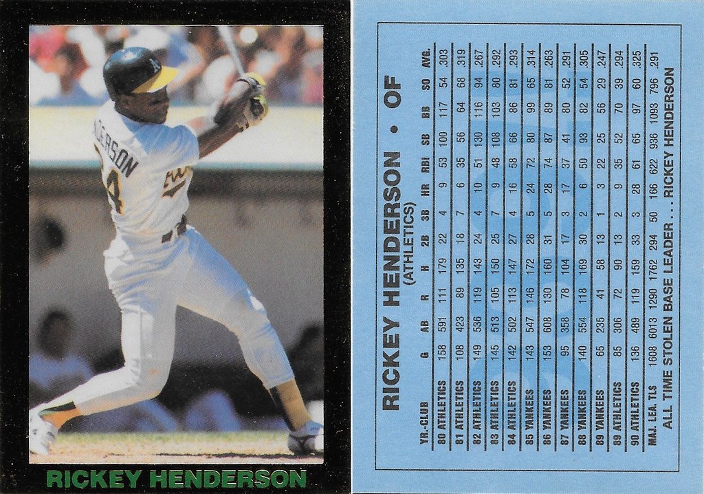 1990-94 Broder Singles - Gold Border and Blue Back - Henderson, Rickey
