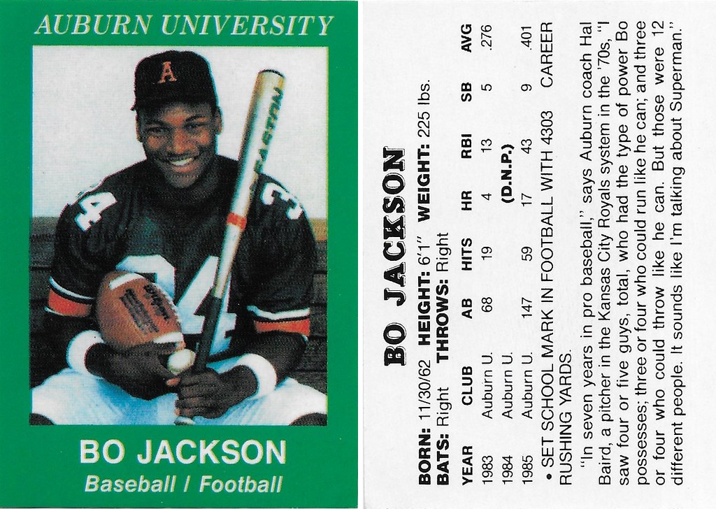 1990-94 Broder Singles - Green Border Auburn -Jackson, Bo