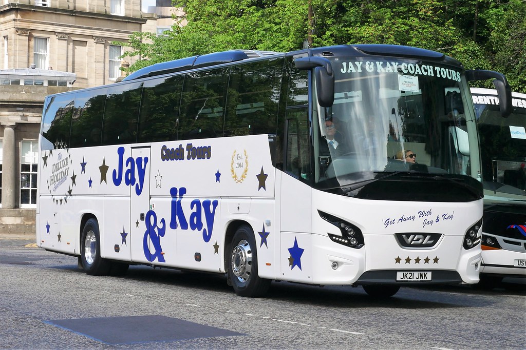 Brazier of Crayford t/a Jay & Kay Coach Tours VDL Futura FHD2.122 JK21JNK at Regent Road, Edinburgh, on 19 May 2022.