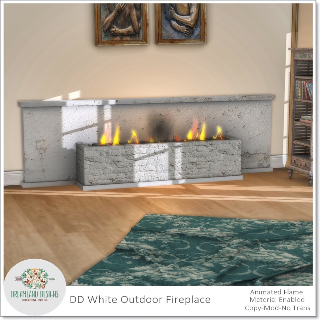 Dreamland Designs 04.DD White Shabby Outdoor Fireplace AD