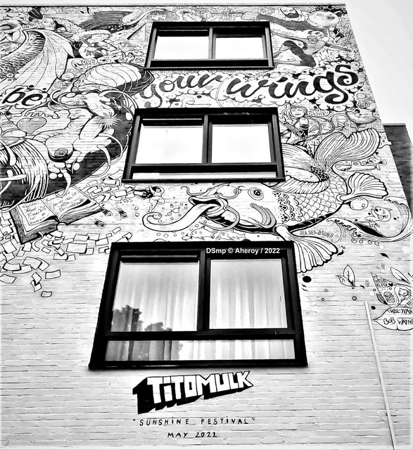 Tito/Mulk, Mural,Detail B&W,Paddepoel,Groningen Stad,the Netherlands