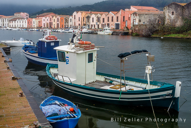 Fishing Boats and Old Tannery Buildings on the Riu Temo, Bosa, Sardinia