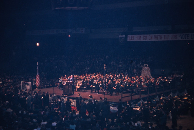 Found Kodachrome Slide -- Lyndon B. Johnson, Madison Square Garden, October 21, 1964